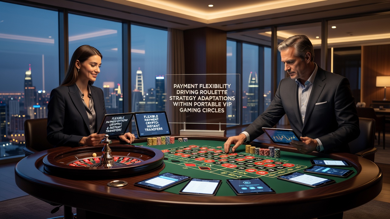 VIP gaming circle interface showing roulette table with integrated payment flexibility tools on a handheld device